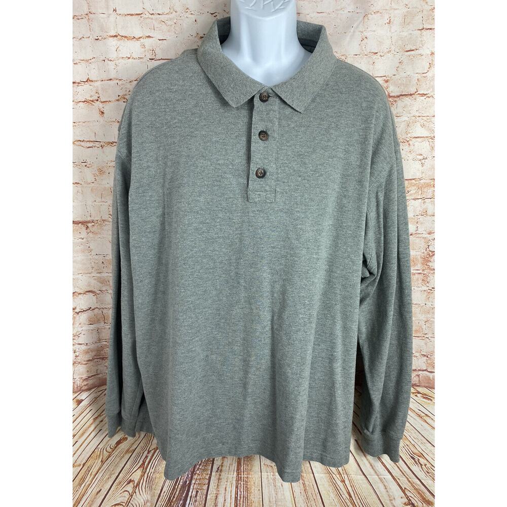 Duluth Trading Long Sleeve Polo Shirt Mens Size XL Gray 100% Cotton Collared